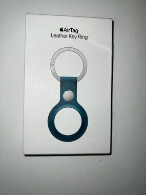 Apple AirTag Leather Key Ring - Teal Blue